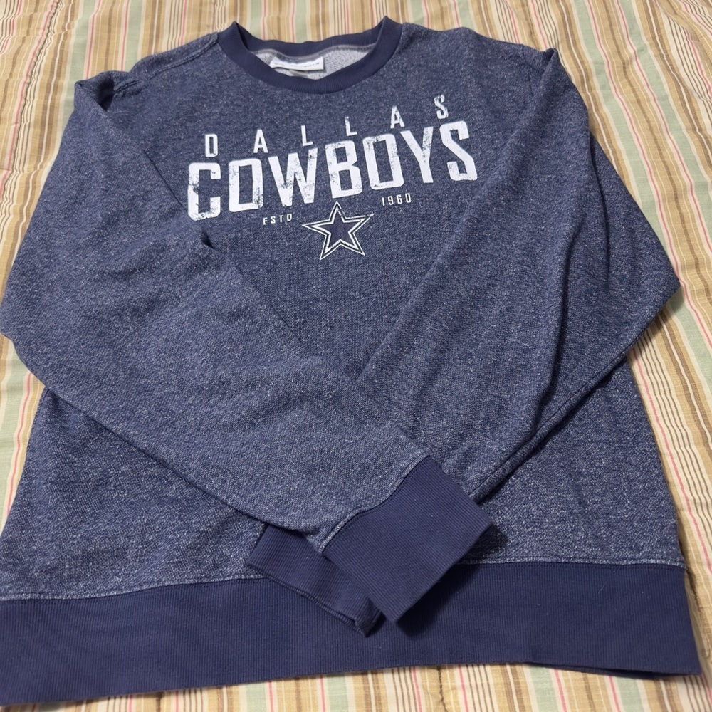 NFL Dallas Cowboys Heathered Navy Crewneck Sweater - Picture 2 of 4